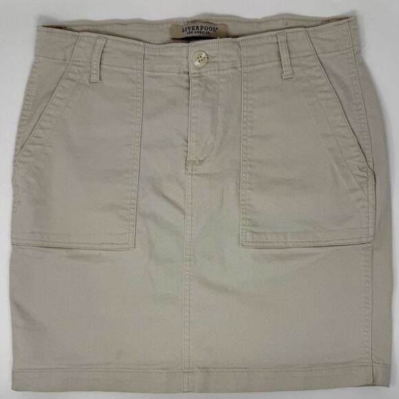 Liverpool Los Angeles Khaki Mini Skirt Women’s 8 / 29 Utility Chino Stretch EUC - Picture 5 of 5